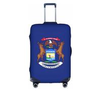 ADAhgu Funda protectora para maleta, lavable, con estampado de bandera del estado de Michigan, con cremallera oculta, White, M