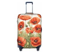 ADAhgu Funda protectora para maleta, lavable, con estampado de flores de amapola, protector de equipaje de viaje con cremallera oculta, White, L