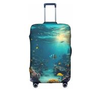 ADAhgu Funda protectora para maleta, lavable, con estampado de peces azules, con cremallera oculta, White, XL