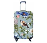 ADAhgu Funda protectora personalizada para maleta, diseño de flores silvestres, pájaros, hojas, ramas, para viajes y negocios, Black, S