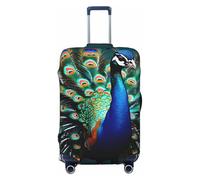 ADAhgu Hermosa funda protectora de equipaje personalizada con estampado de pavo real para viajes y negocios, Black, M