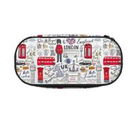 ADAhgu I Love London - Estuche para lápices con estampado de lápices para escuela, estudiantes, viajes, oficina, papelería, maquillaje, color negro, talla única, organizador de bolsa