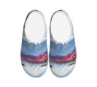 ADAhgu Japan Mount Fuji - Pantuflas de TPR con estampado de paisaje para adultos, lavables para hombres y mujeres, transpirables y acogedoras zapatos de invierno