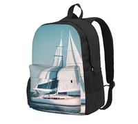 ADAhgu Mochila de gran capacidad con estampado de paisaje de velero, resistente al agua, mochila de senderismo al aire libre, escapadas de fin de semana