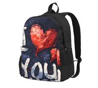 ADAhgu Mochila de gran capacidad con estampado de palabras y corazones con texto en inglés "I Love You Words With Hearts", resistente al agua, para senderismo, escapadas de fin de semana