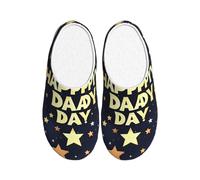 ADAhgu Pantuflas de invierno con estampado de estrellas y feliz día del padre para adultos, lavables para hombres y mujeres, transpirables y acogedoras