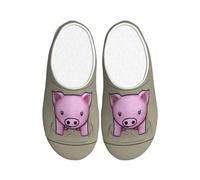 ADAhgu Pantuflas de invierno lavables para hombres y mujeres, transpirables y acogedoras, con estampado de cerdo en polvo