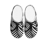 ADAhgu Pantuflas de invierno transpirables y acogedoras para adultos con estampado de rayas blancas y negras, lavables para hombres y mujeres