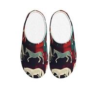 ADAhgu Pantuflas de TPR con estampado de caballos para adultos, lavables para hombres y mujeres, transpirables y acogedoras, zapatos de invierno
