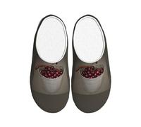 ADAhgu Zapatillas de invierno con estampado de cerezas para adultos, lavables para hombres y mujeres, transpirables y acogedoras