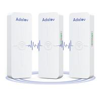 AdaLov CPE881 - Paquete de 3 puentes inalámbricos, puente WiFi Gigabit punto a punto con 2 puertos LAN de 1 GB, 5 km de largo alcance al aire libre CPE para extensión de red de tienda, granero, garaje