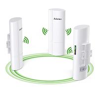 AdaLov Kit de puente inalámbrico de 3 piezas, puentes WiFi Gigabit de punto a 2 puntos para expansión de red de largo alcance de 3 km, WiFi de alta velocidad de 5.8 G a Ethernet CPE con puerto LAN de