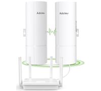 AdaLov Puente Inalámbrico CPE380 para Exteriores y Router Wi-Fi 6 AX3000, Kit de Puente Wi-Fi 5.8G 3KM, Extensión de Red Punto a Punto de Largo Alcance para Chalet/Nave/Finca/Cámara, IP65, PoE