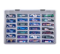 Adam - Funda compatible con Hot Wheels para autos, contenedor de almacenamiento con capacidad para hasta 27 ruedas de calor, soporte de exhibición con 4 tamaños de ranuras (solo caja)