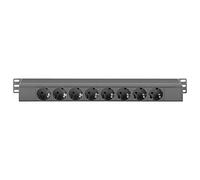 Adam Hall 19" Parts 87471 T - | 1U, 8 enchufes con cable de alimentación IP65; negro; 19 pulgadas