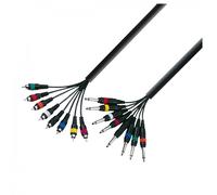 Adam Hall 3 STAR 8 Way Unbalanced 1/4" Jack TS to RCA Studio Loom Cable 3m