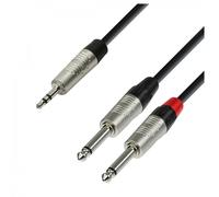 Adam Hall Cables 4 STAR YWPP 0150 - Cable de Audio REAN de Minijack 3,5 mm estéreo a 2 Jacks 6,3 mm mono 1,5 m