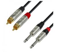 Adam Hall 4 STAR Rean Unbalanced Twin 1/4" Jack to RCA Cable 90cm