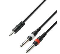 Adam Hall Cables 3 STAR YWPP 0100 - Cable de Audio de Minijack 3,5 mm estéreo a 2 Jacks 6,3 mm mono 1 m