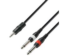Adam Hall Cables 3 STAR YWPP 0300 - Cable de Audio de Minijack 3,5 mm estéreo a 2 Jacks 6,3 mm mono 3 m