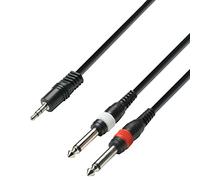 Adam Hall Cables 3 STAR YWPP 0600 - Cable de Audio de Minijack 3,5 mm estéreo a 2 Jacks 6,3 mm mono 6 m