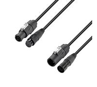 Adam Hall Cables 4 STAR H TCON D 0300 - Cable híbrido | Alimentación y DMX | XLR 3 pines x X Series IP65 | 3 m, negro