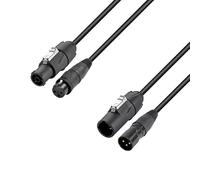 Adam Hall Cables 4 STAR H TCON D 0500 - Cable híbrido | Alimentación y DMX | XLR 3 pines x X Series IP65 | 5 m, negro