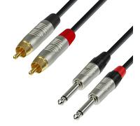 Adam Hall Cables 4 STAR TPC 0600 - Cable de Audio REAN de 2 RCA macho a 2 Jacks 6,3 mm mono 6 m