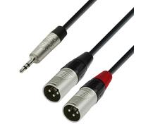 Adam Hall Cables 4 STAR YWMM 0300 - Cable de Audio REAN de Minijack 3,5 mm estéreo a 2 XLR macho 3 m