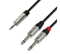 Adam Hall Cables 4 STAR YWPP 0090 - Cable de Audio REAN de Minijack 3,5 mm estéreo a 2 Jacks 6,3 mm mono 0,9 m