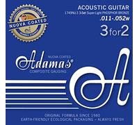 Adamas Cuerdas para Guitarra Acústica Nuova Phosphor Bronze Coated Pack Set 3 cuerdas Super-Light .011 1749NU-3