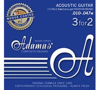 Adamas Cuerdas para Guitarra Acústica Nuova Phosphor Bronze Coated Pack Set de 3 cuerdas Ex-Light .010 1717NU-3