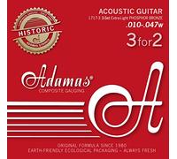 Adamas Cuerdas para Guitarra Acústica Phosphor Bronze Reedición Histórica Set de 3 cuerdas Ex-Light .010