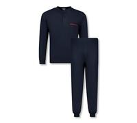 ADAMO Brian - Pijama de manga larga para hombre (con puños y tira de botones, talla 2XL a 10XL), color azul marino azul XXXXXXXXXXL