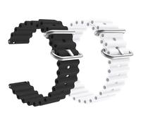 ADAMO Combo de correa de reloj de 20 mm compatible con Bip U Pro/GTS/BIP 3 Pro/Icon Buzz y todos los relojes de pulsera y relojes inteligentes de 20 mm, Negro y blanco, 20 MM, Silicona Ultra Negro y