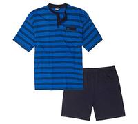 ADAMO Pijama corto para hombre a rayas con escote Serafino Serie Anil Azul Real hasta talla grande 10XL, azul, 8XL