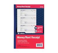 Adams Money and Rent Receipt Book, 3-Part, Carbonless, White/Canary/Pink,7 5/8" x 10 7/8", 100 Sets per Book (TC1182)