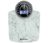 Adamson Báscula Digital y Analógica Híbrida + 2 en 1 - Soporta hasta 180 kg - Vidrio Templado Grueso - Pantalla Extra Grande - Fácil Lectura + NUEVO + Mármol Blanco
