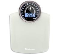Adamson Báscula Digital y Analógica Híbrida + 2 en 1 - Soporta hasta 180 kg - Vidrio Templado Grueso - Pantalla Extra Grande - Fácil Lectura + NUEVO + Blanco