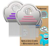 Adamson Peine Piojos y Liendres - Liendrera para Piojos Acero Inoxidable para Niños x2 - Peine Antipiojos Eficaz - Duradero y Fácil de Limpiar - Liendrera Piojos - Conjunto Rosa y Morado