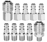 Adamyee 10 racores de aire comprimido Euro Air, conexión rápida 1/4" BSP macho hembra para tubo acoplamientos compresor - Pistola para compresores de aire y pistolas de aire