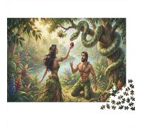 Adán y Eva Puzzle 1000 Piezas Adultos Y Niños,Premium,Cartón,14 Años+ Jardín del Edén,Rompecabezas,Anti-estrés,Regalo Ideal,Desafío,Reto,Relax,Educativo,Deco Pared 52x38cm