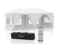 ADANITY Carpa Plegable 3x6m Blanca XL - Cenador de Bodas Gigante 18m² con 5 Paredes (Ventanas y Puertas) - Techo Oxford 210D Impermeable Protección UV - Estructura Acero - Bolsa y Anclajes