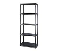 ADANITY Estantería de Resina 5 Baldas Negra XL | Organizador Plástico 171x61x31 cm | Capacidad 125kg | Inmune al Óxido | Montaje Rápido sin Herramientas | Ideal Garaje, Trastero y Almacén