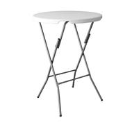 ADANITY Pack 8 Mesas Altas de Cóctel 80 cm Redonda Plegable - Altura 110 cm - Tablero HDPE Blanco - Estructura Acero 22 mm - Recepciones Ferias Hostelería - Mesa de Bar Interior Exterior