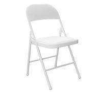 ADANITY Silla Blanca Plegable Premium Asiento y Respaldo Acolchado en Polipiel PU - Estructura Metálica Reforzada para Eventos, Oficina y Hogar - Diseño Ergonómico y Cómodo (78x45x45 cm)