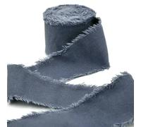 ADAOQIN Cinta de Lino y algodón con Borde Deshilachado Rasgada a Mano de 4 cm x 5 m para Envolver Regalos, Invitaciones de Boda y Decoraciones