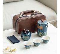 ADAOQIN Juego de té de cerámica artística, Juego de té de Viaje, Almacenamiento portátil, cerámica de Kung Fu, para Acampar al Aire Libre, Taza rápida para Invitados, Regalo de Negocios