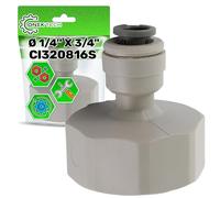 Adaptador Ø 1/4" x 3/4" Máxima 16 Bar Adecuado para Líquido Potable Líquido Alimenticio Gases Inertes con Сódigo Original CI320816S para John Guest - MADE IN EU - Garantía de 5 Años - ONIX TECH