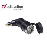 Adaptador 12 V Conector Din A Doble Toma Usb Cellularline Negro